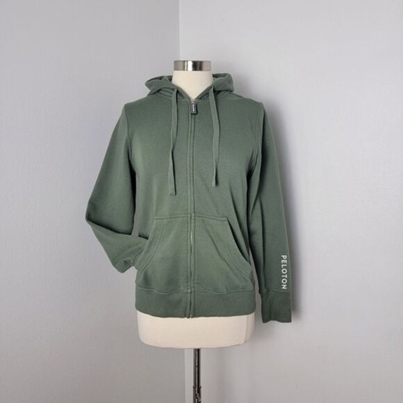 Peloton Green Ultimate Fleece Zip-Up Hooded Sweatshirt With Pockets Size Medium - Picture 2 of 13